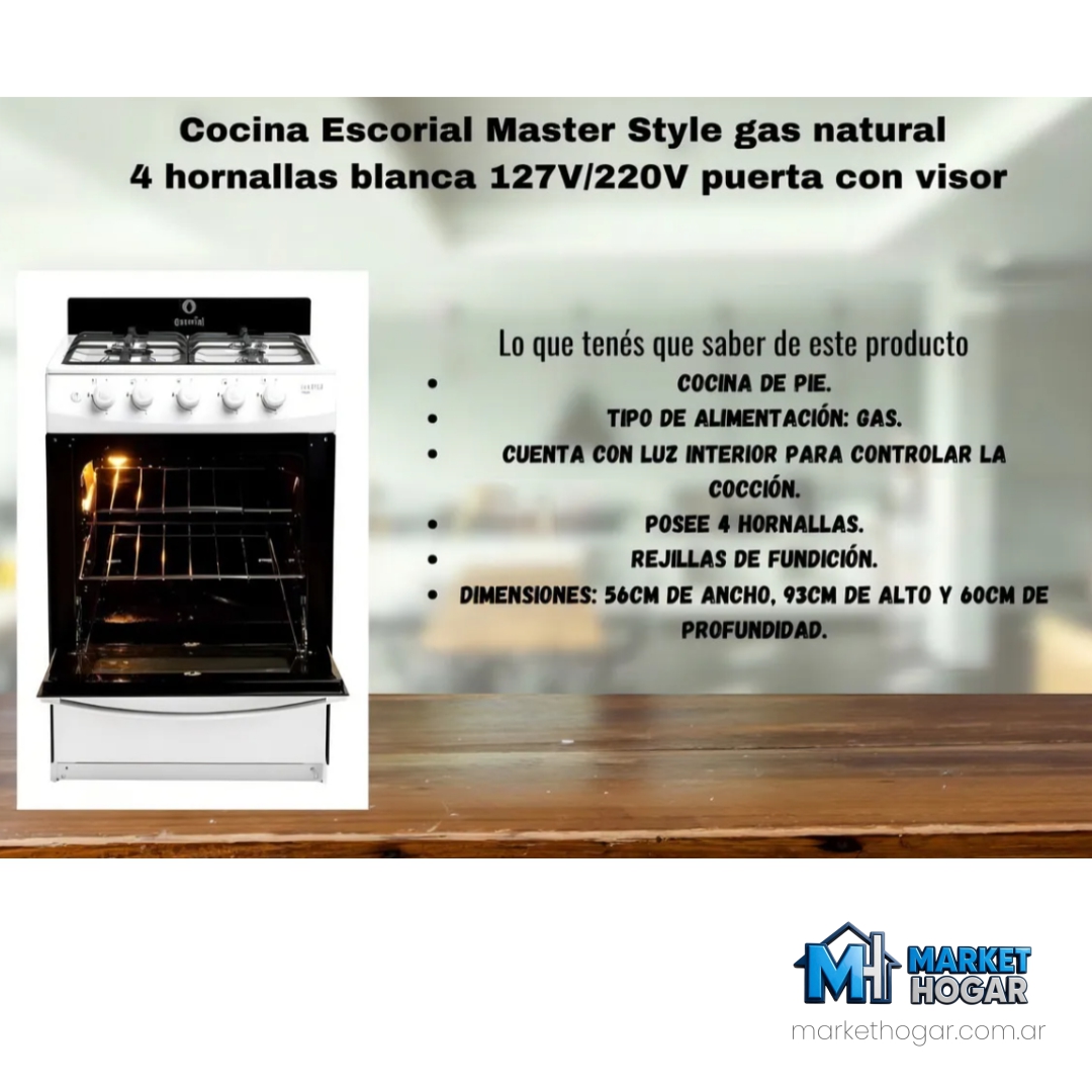 Cocina Escorial Master Style Blanca Multigas - Image 6