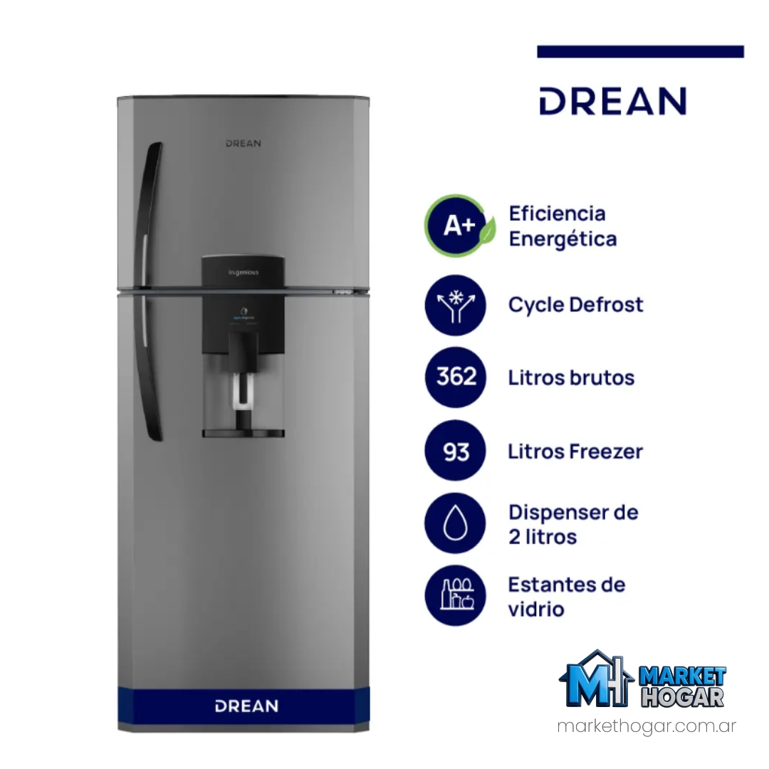 Heladera Drean 364 Lts Matte Eco con Dispenser de Agua - Image 2