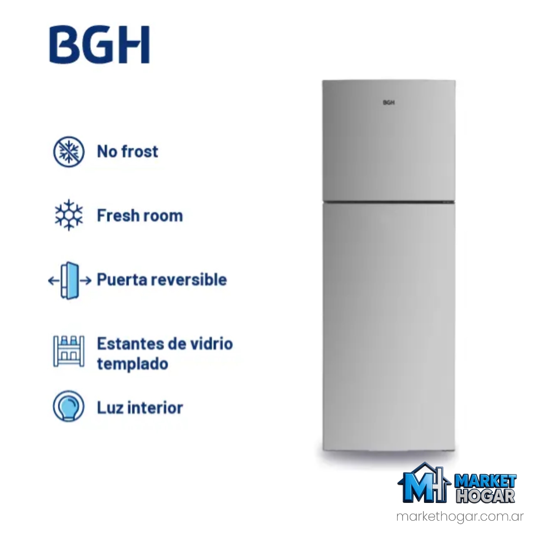 Heladera BGH Top Mount No Frost INVERTER 338 LTS Inox