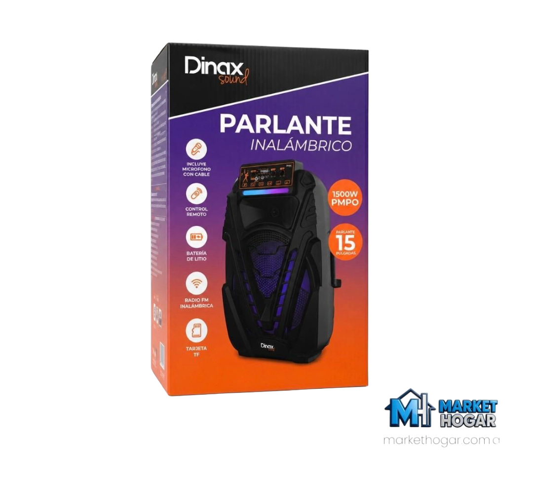 Parlante Inalambrico USB + Micrófono 15'' 1500W Dinax - Image 2
