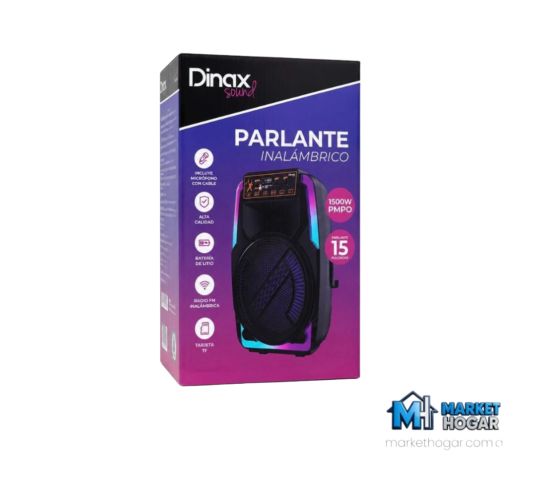 Parlante Inalámbrico USB + Micrófono 15" 1500W Dinax - Image 2