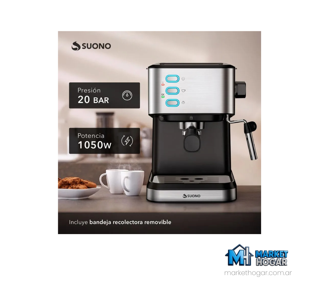 Cafetera Espresso Coffee Maker 1.5Lts 1-2 Tazas 1.050W Suono - Image 2