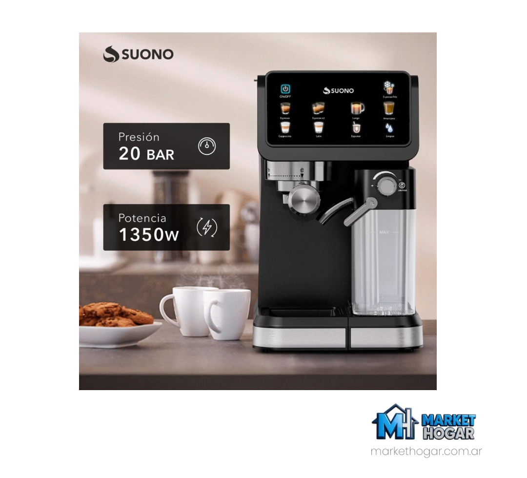 Cafetera Espresso Maker Digital 1.5Lts 1-2 Tazas 1.350W Suono - Image 2
