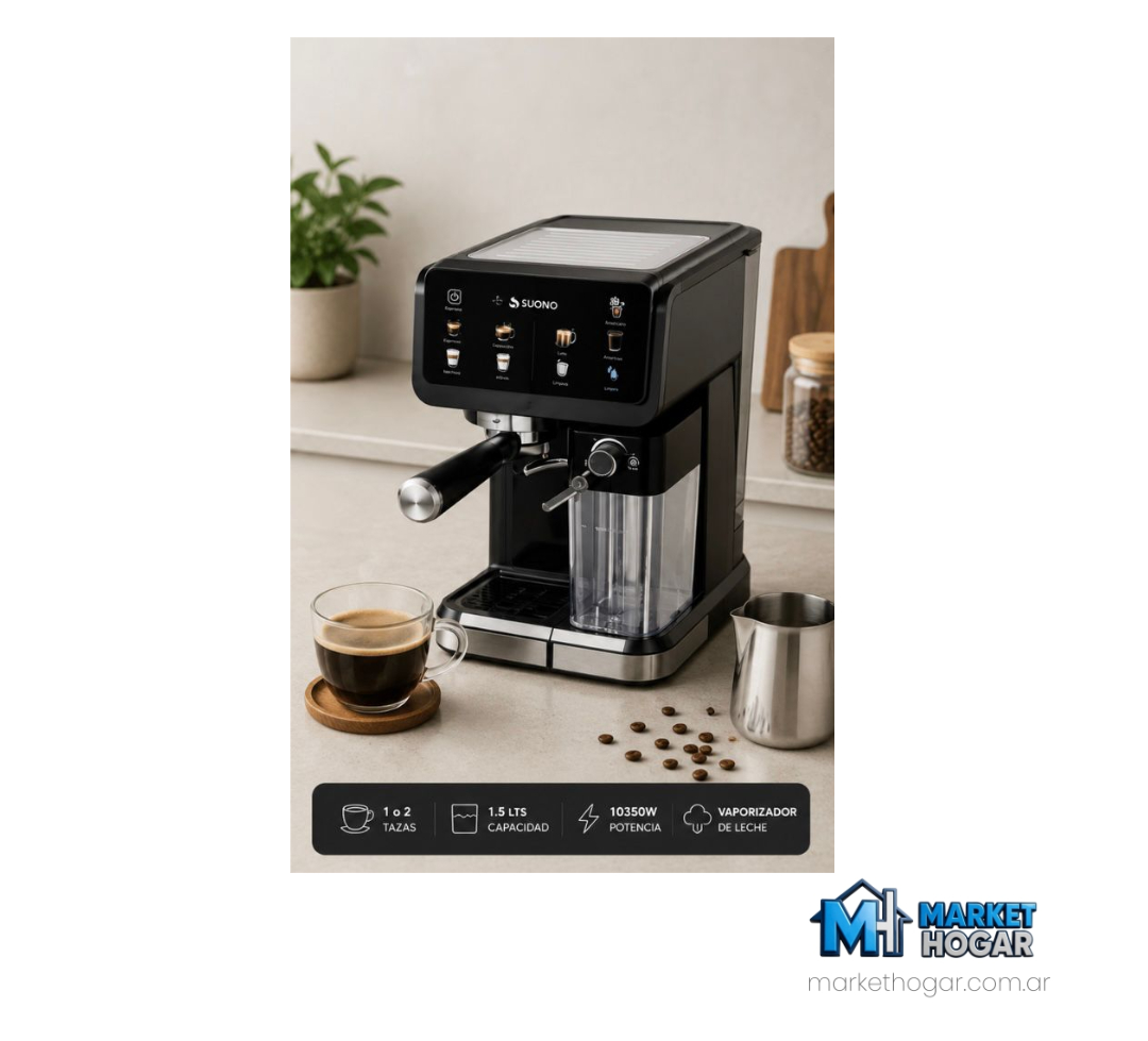 Cafetera Espresso Maker Digital 1.5Lts 1-2 Tazas 1.350W Suono - Image 4