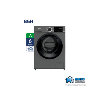 Lavarropas BGH 6 Kg Carga Frontal Automatico Inverter 1000 RPM Silver