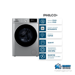 Lavasecarropa Philco 12Kg Carga Frontal Silver