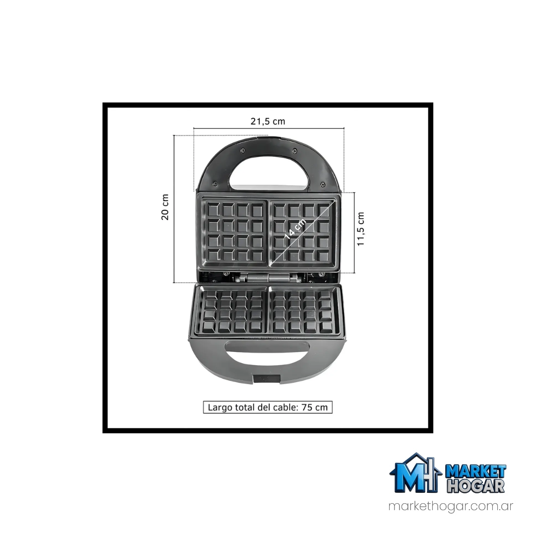 Waflera Rectangular 2 Porciones Dinax 700W - Image 2