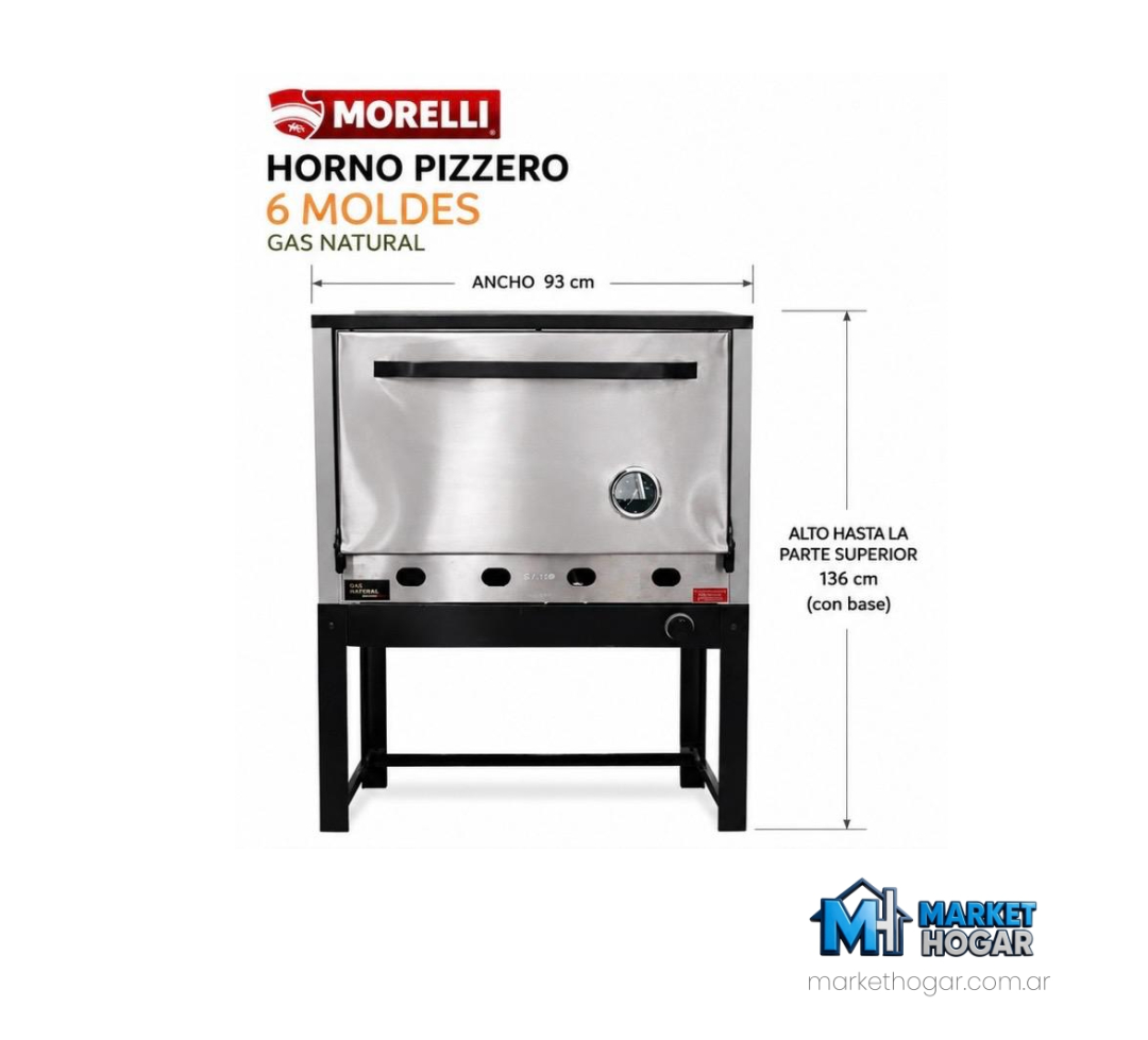 Horno Pizzero Morelli Gas Natural de 6 Moldes de Alta Producción Profesional - Image 4