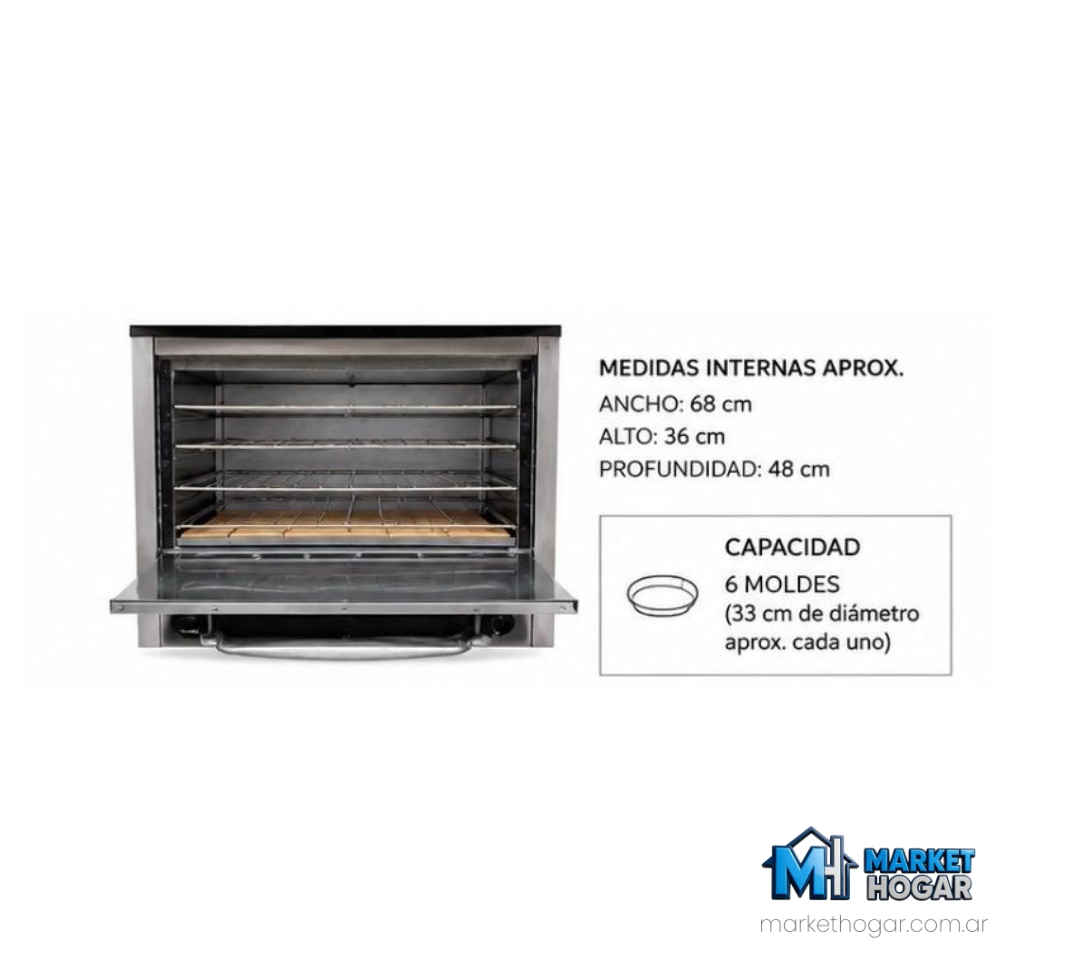 Horno Pizzero Morelli Gas Natural de 6 Moldes de Alta Producción Profesional - Image 2