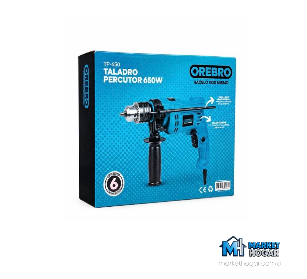 Taladro Percutor Obrero 650W Celeste con Mango Auxiliar - Image 3