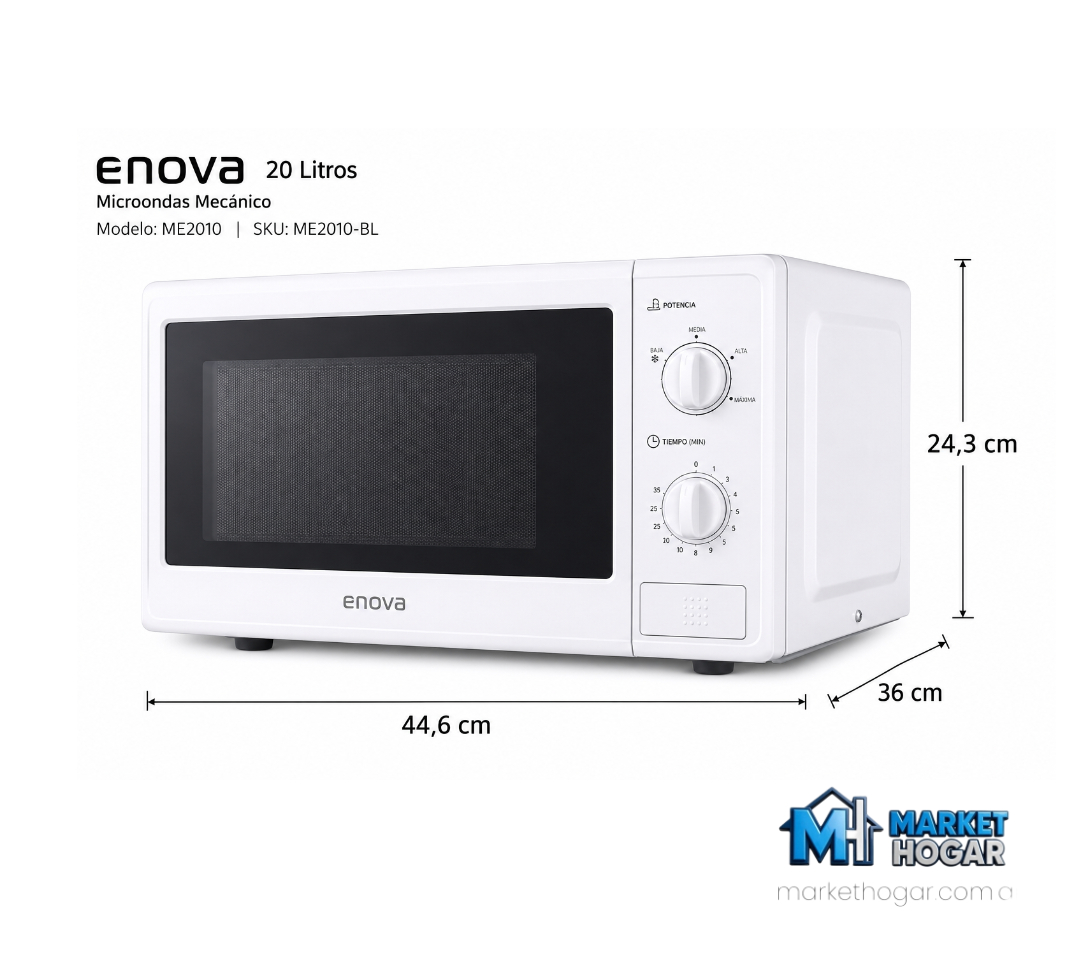 Microondas Enova 20 LTS Mecanico Blanco - Image 2