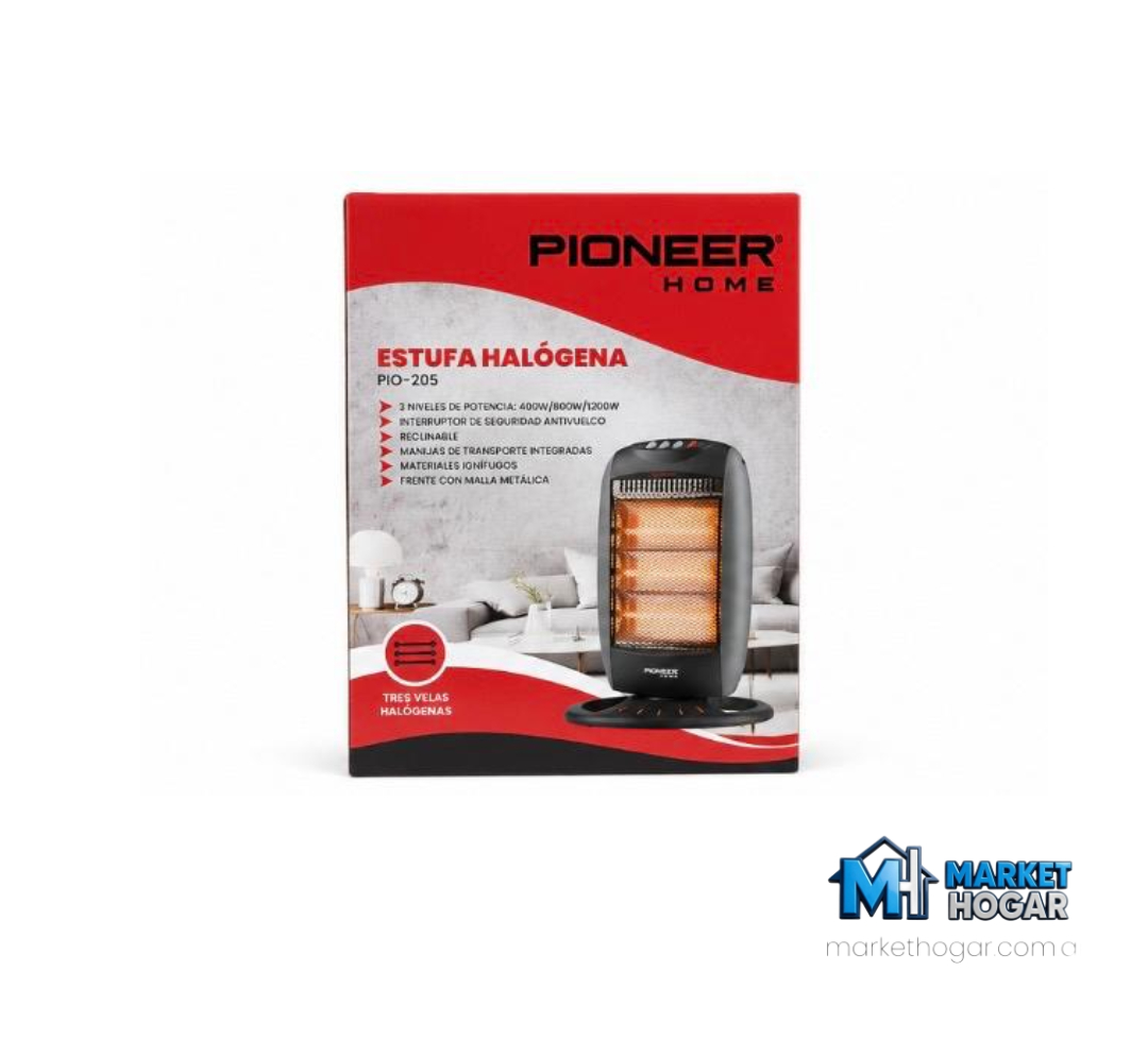 Estufa Halógena Pioneer 3 Niveles de Potencia + 3 Velas - Image 5