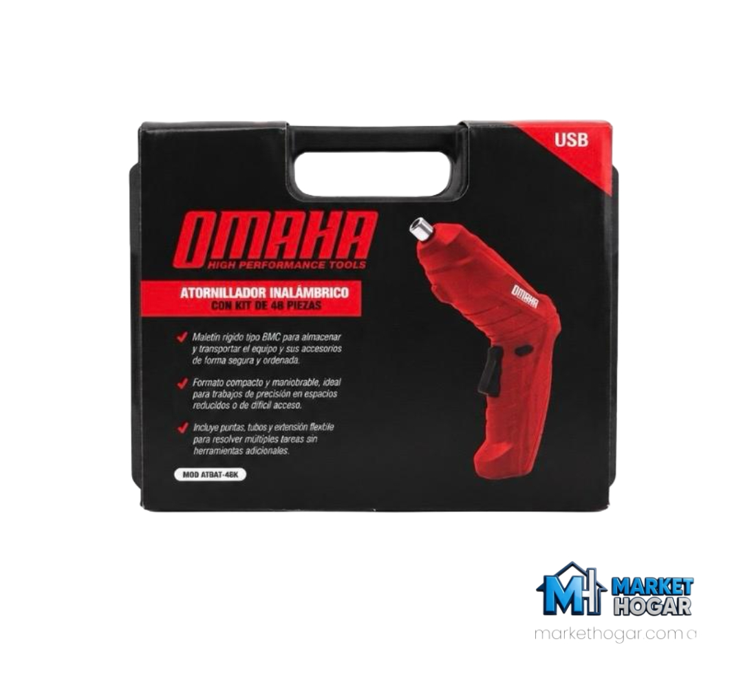 Atornilladora Omaha Inalámbrica a Batería 5V USB con Kit de 48 Piezas