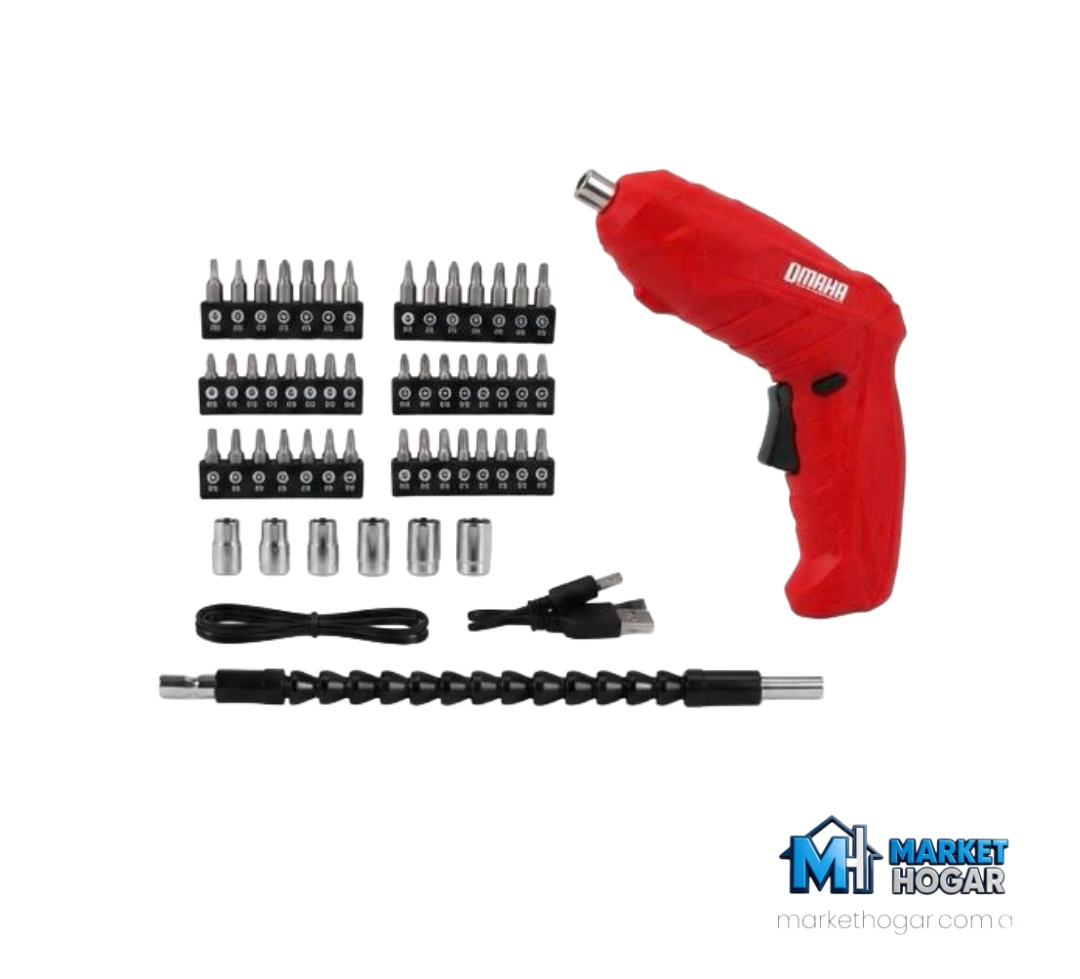 Atornilladora Omaha Inalámbrica a Batería 5V USB con Kit de 48 Piezas - Image 3