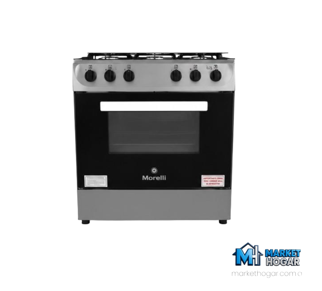 Cocina Morelli 82 cm 6 Hornallas + Horno con Visor y Amplio