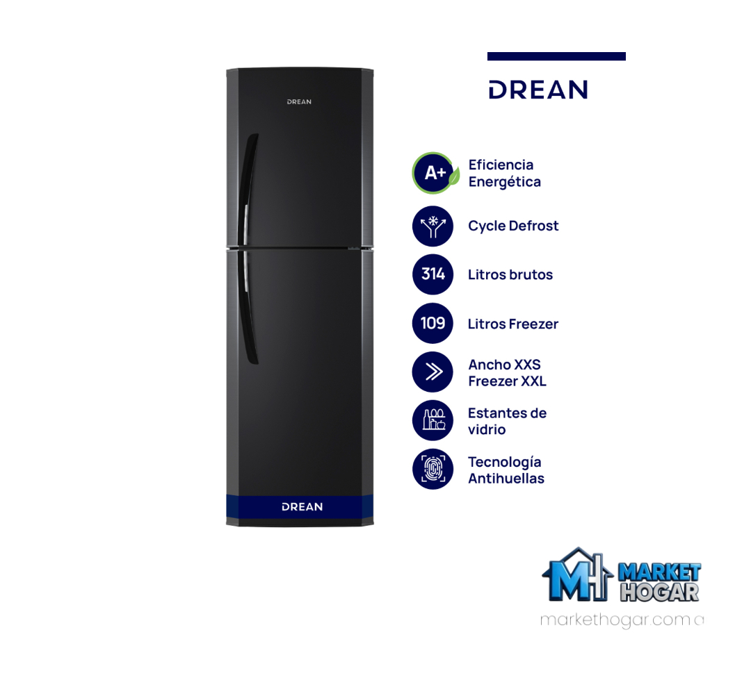 Heladera Drean 314 LTS Ciclica Negra