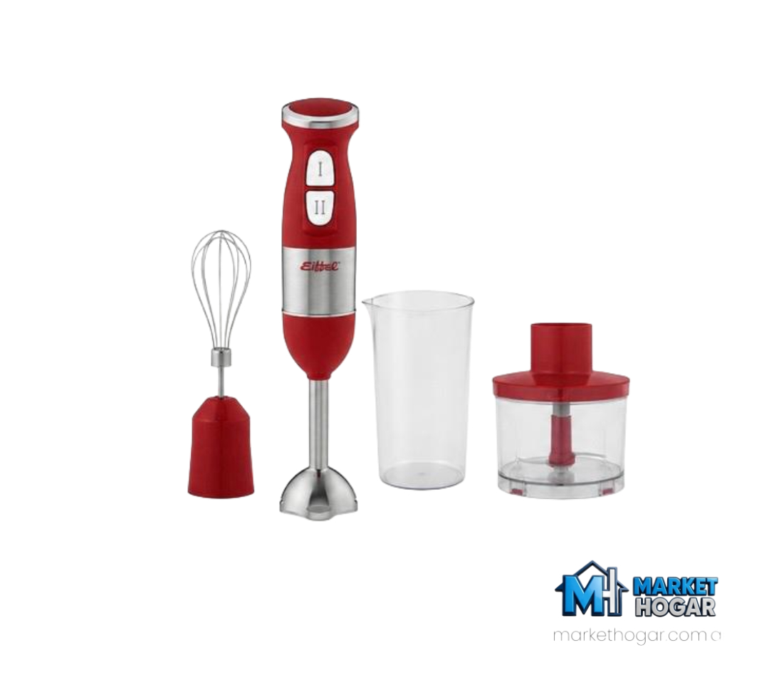Mixer Completa Eiffel 3 en 1 Acero Inoxidable con Motor de 500W Rojo