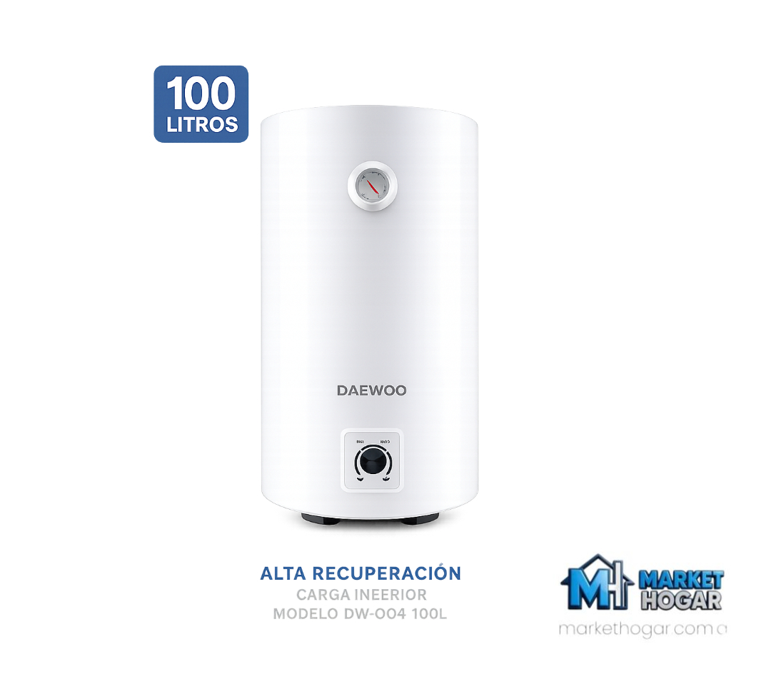 Termotanque Eléctrico Daewoo 100 Lts Carga Inferior 3000W de Alta Recuperación