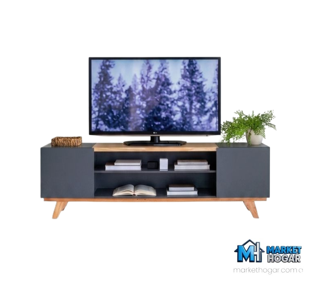 Mueble TV Kali con Puertas 1800mm MELANINA Gris - Image 4