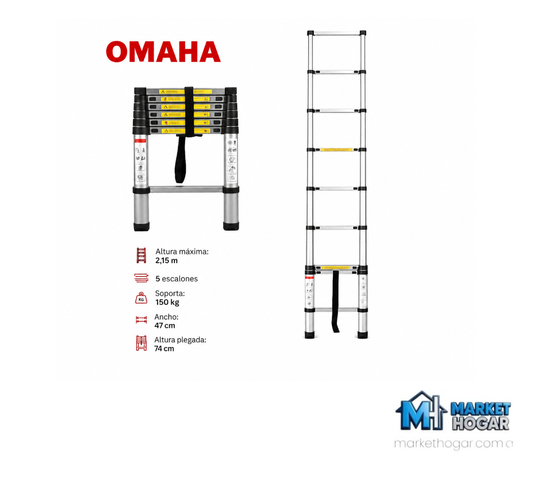 Escalera Telescopica 2.30M 5 escalones Omaha**