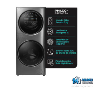 Torre de Lavado Philco Predicta Inverter 15 Kg de Lavado + 7 Kg de Secado