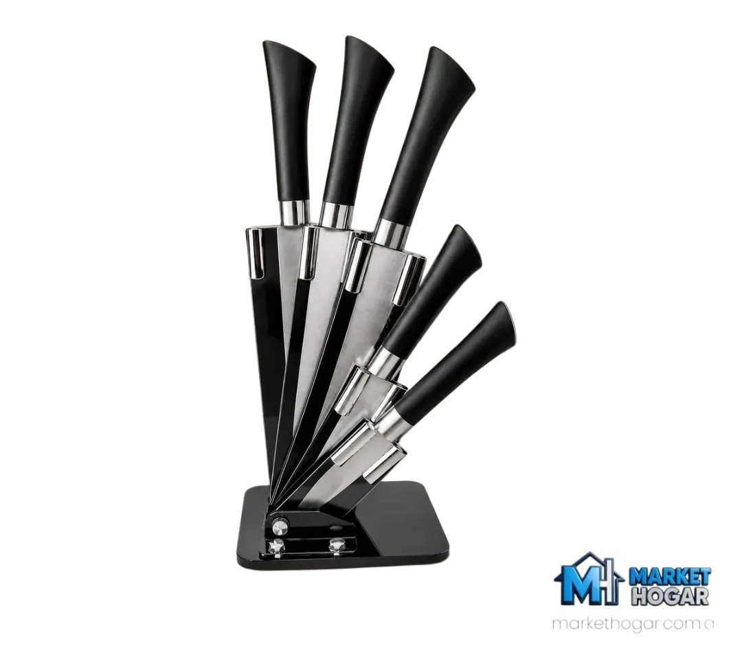 Set de Cuchillos 5 en 1 de Acero Inoxidable con Soporte
