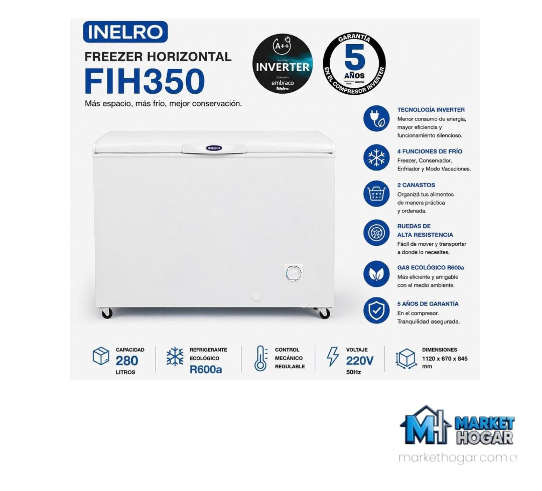 Freezer Inelro 280 LTS Inverter A++ Blanco* - Image 3