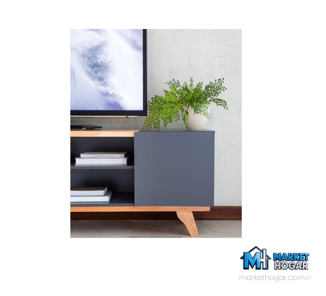 Mueble TV Kali con Puertas 1800mm MELANINA Gris - Image 3
