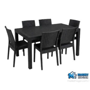Juego de Mesa + 6 Sillas de Simil Ratan
