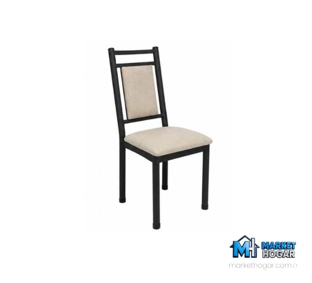 Silla con Caño de Aluminio Tapizada Beige - Image 3