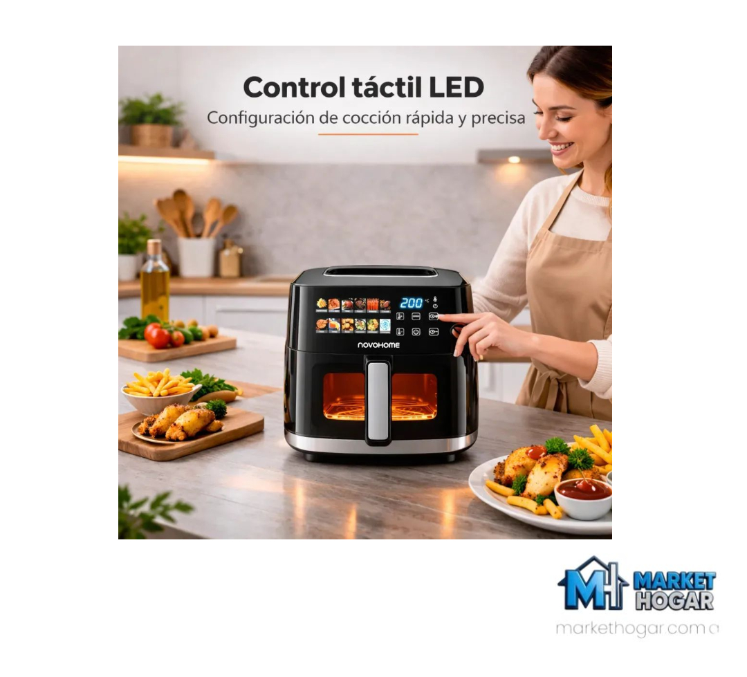Freidora de Aire 10 LTS con Panel Led Digital Negra NovoHome - Image 4