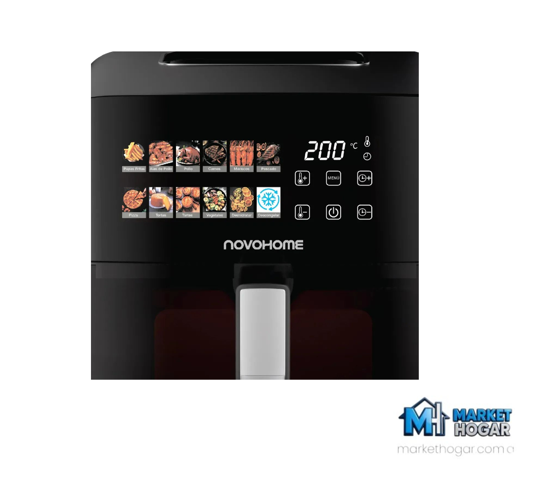 Freidora de Aire 10 LTS con Panel Led Digital Negra NovoHome - Image 3