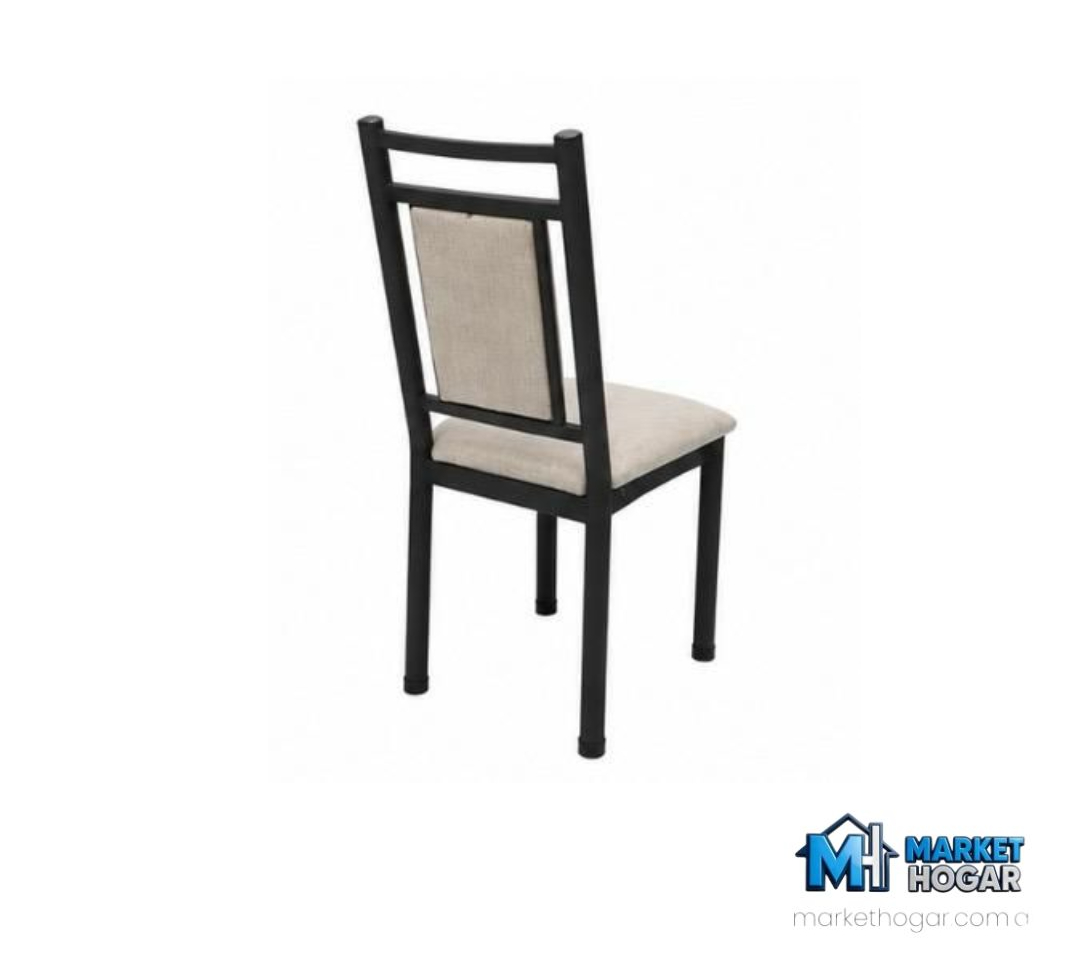 Silla con Caño de Aluminio Tapizada Beige - Image 2
