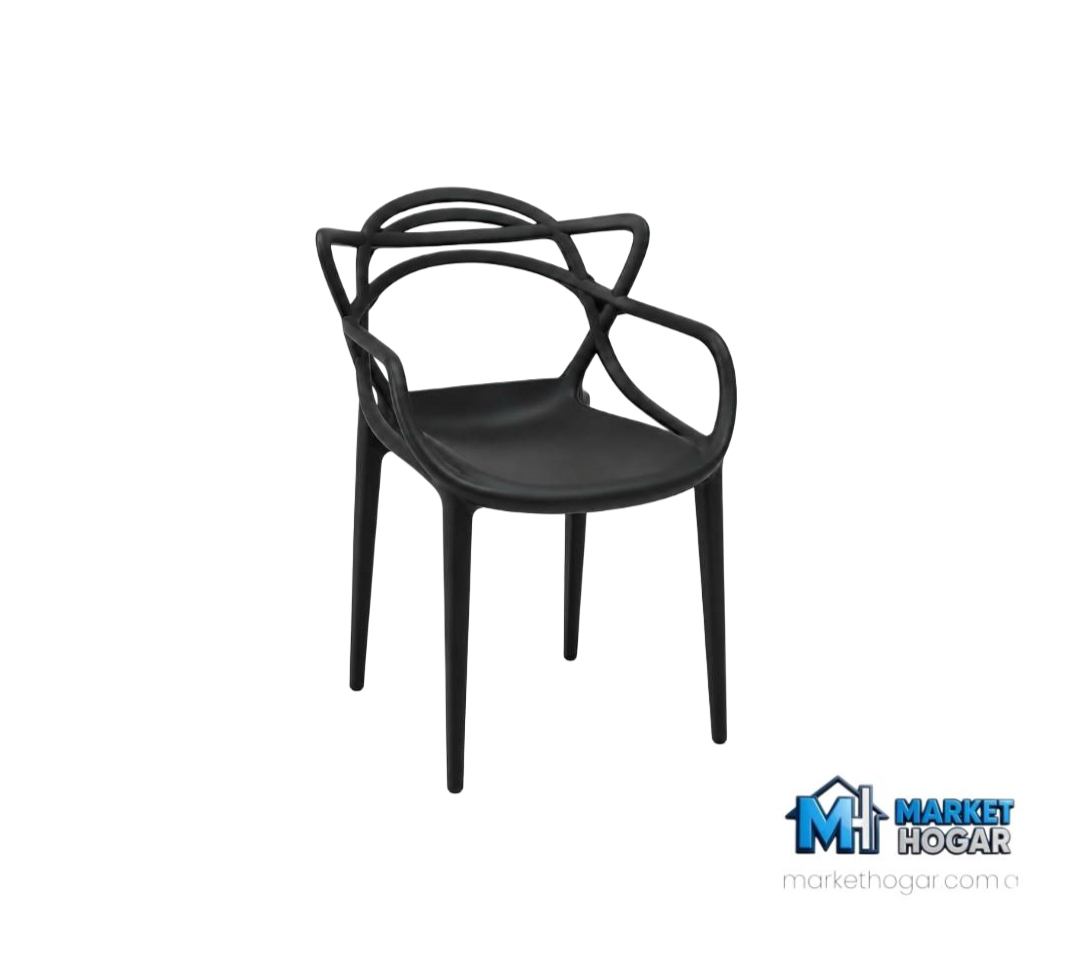 Silla con Apoya Brazos de Plástico Virgen Resistencia Premium Negra - Image 4