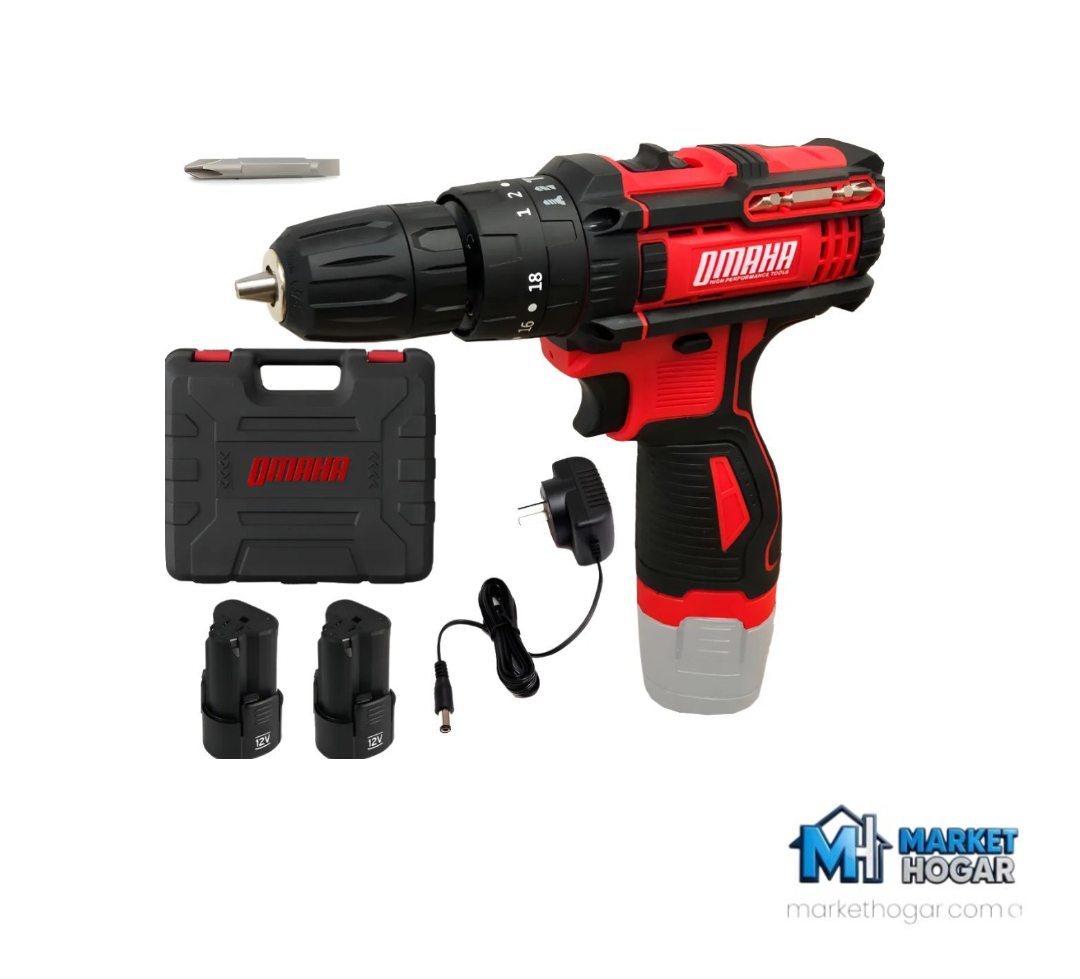 Taladro Percutor 12V con Maletin + 2 Baterías Omaha**