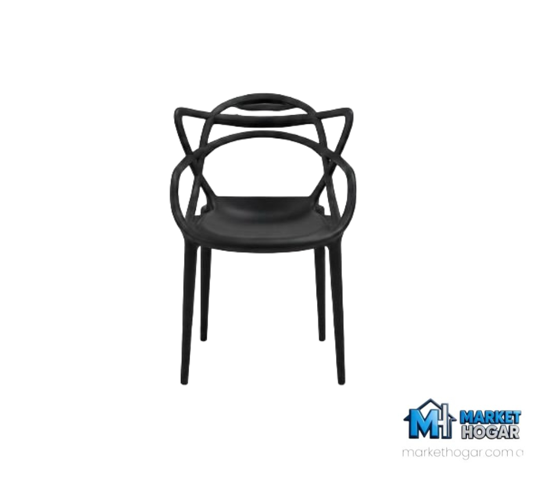 Silla con Apoya Brazos de Plástico Virgen Resistencia Premium Negra