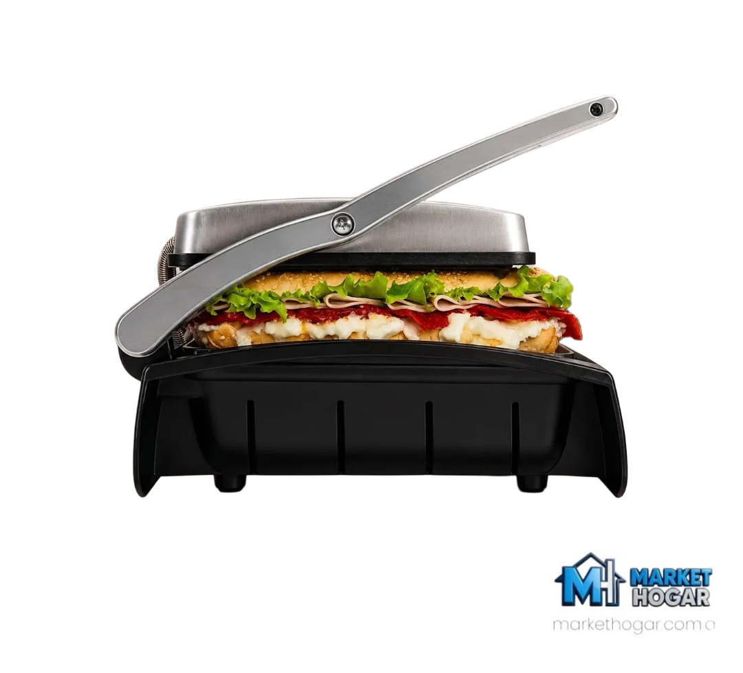 Parrila Grill 2 en 1 con Tapa Prensa y Plancheta Bifera 1500W NovoHome - Image 3