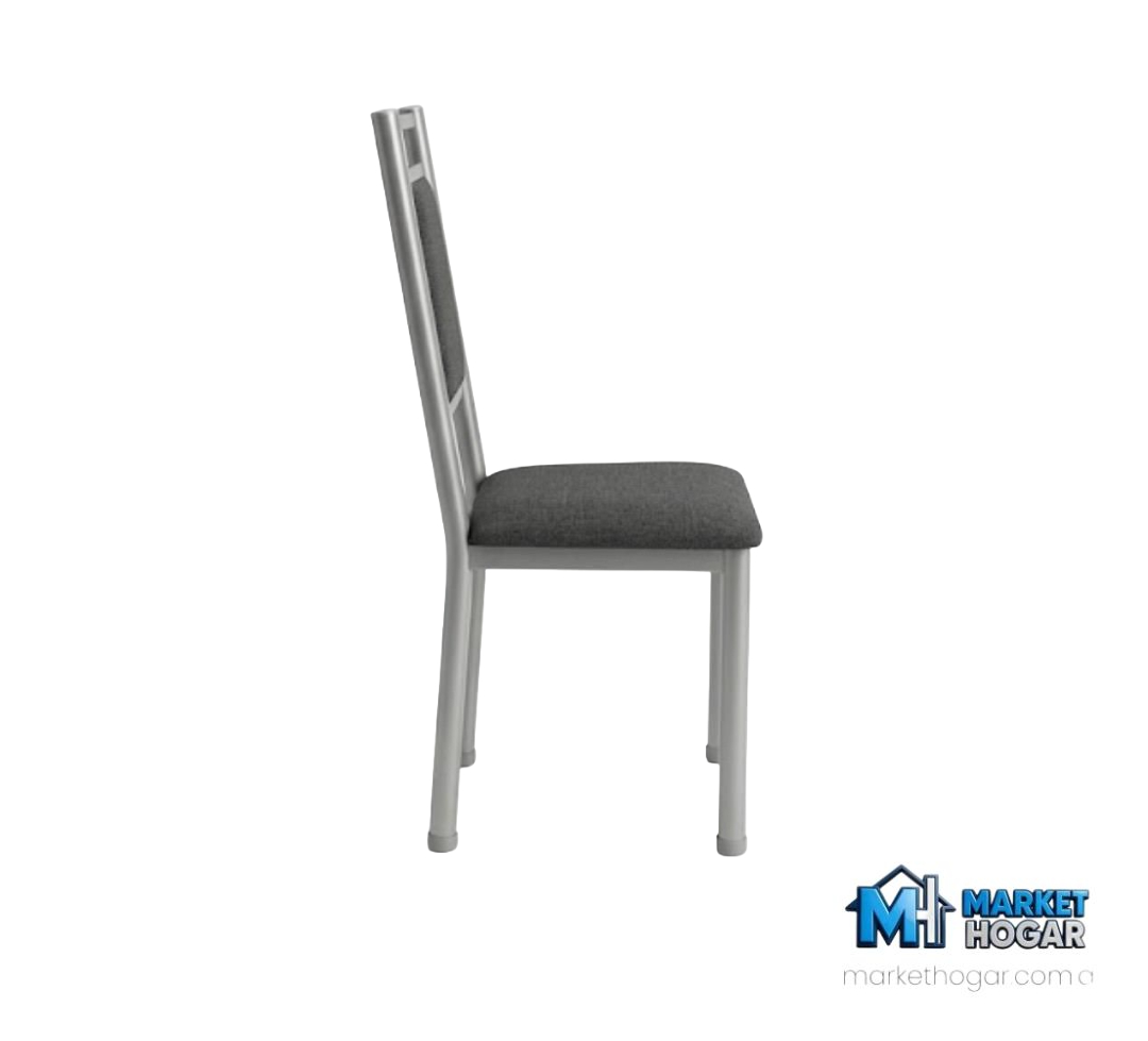Silla con Caño Tapizada Negra - Image 4