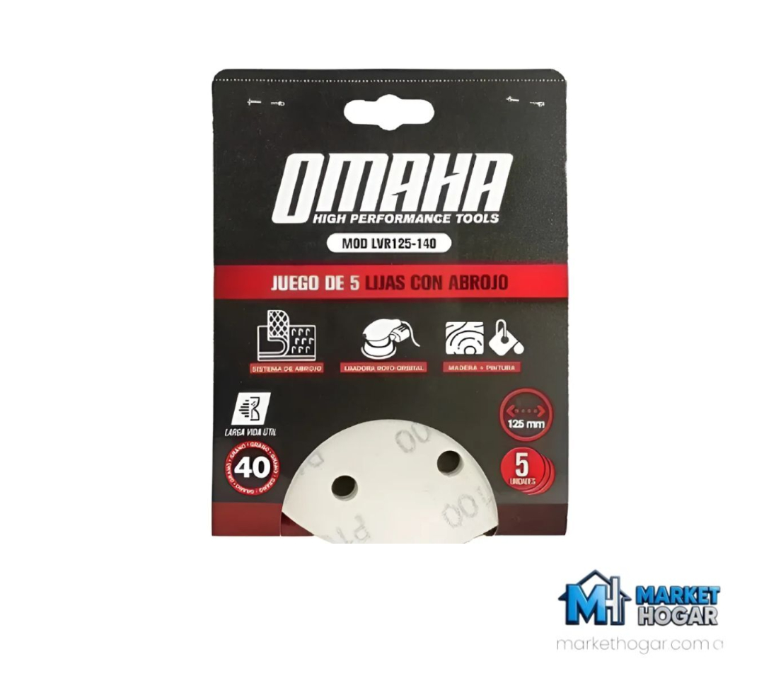 Juego 5 Lijas con Abrojo Grano 125MM Omaha**