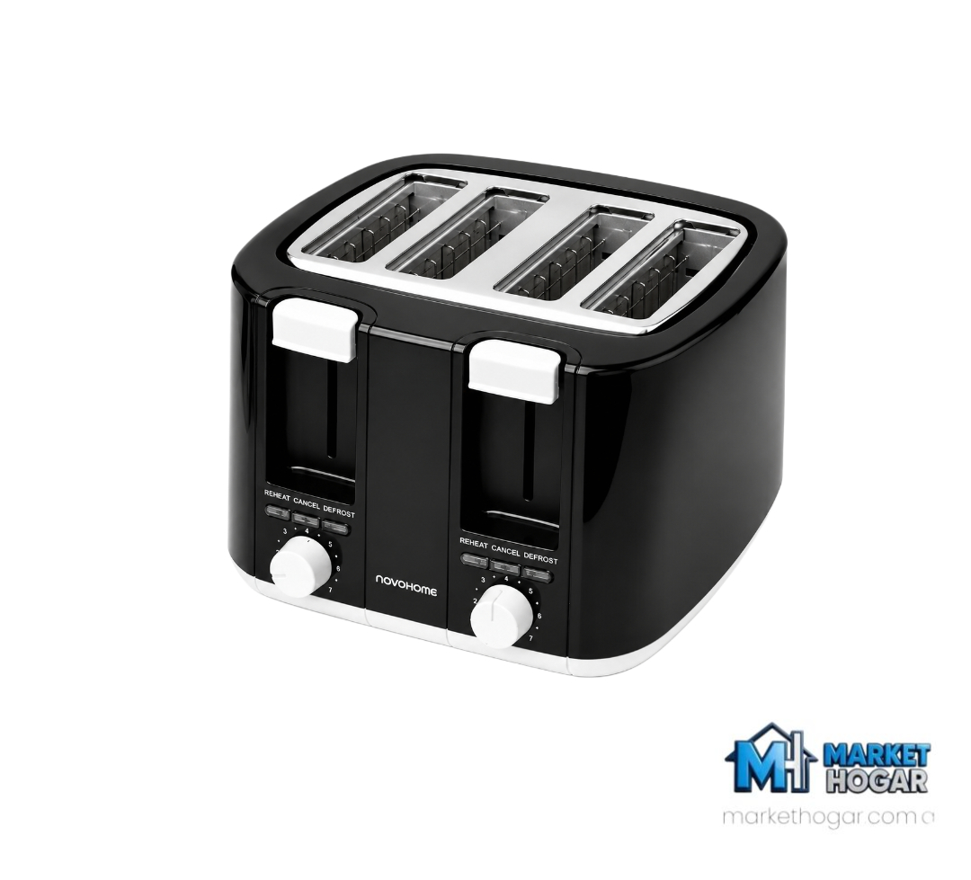 Tostadora 4 Bahías + 1500W Negra NovoHome