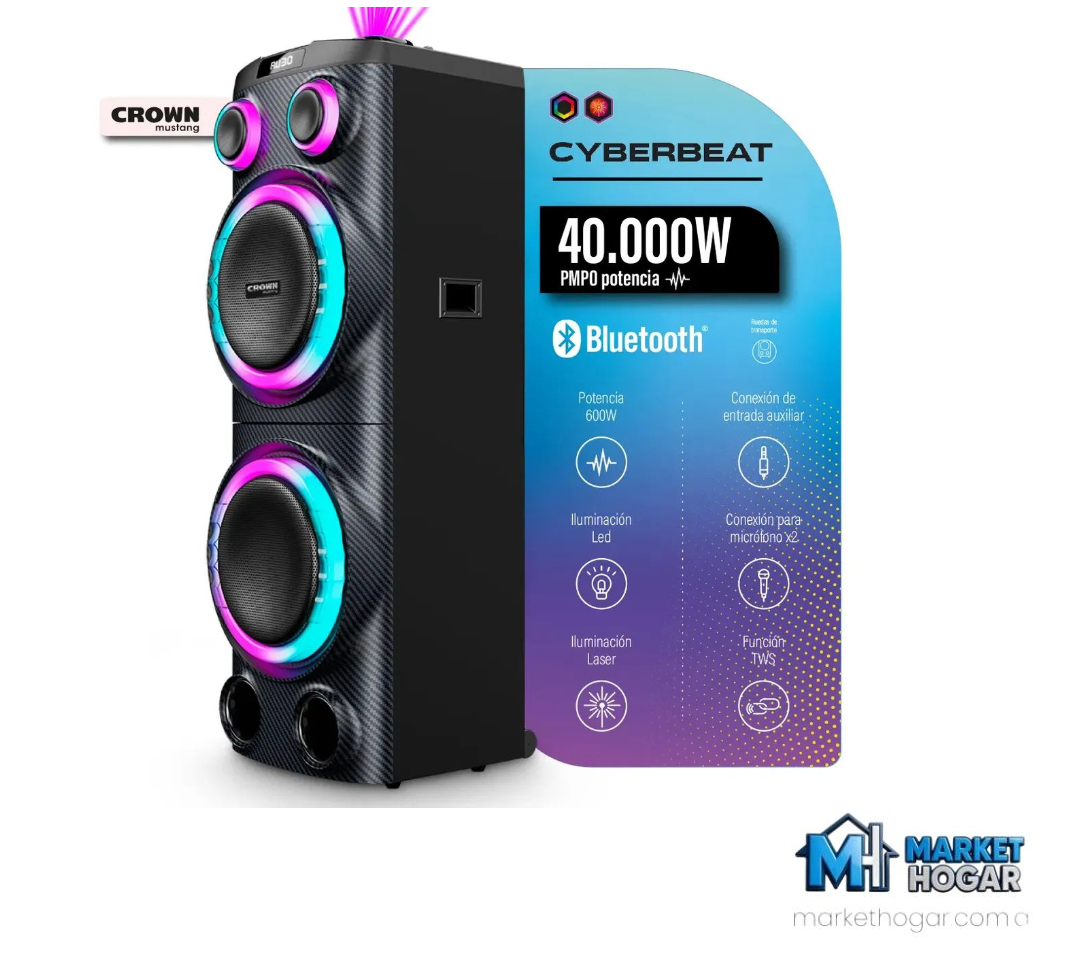 Torre Crown Mustang Cyberbeat Potenciado 40000W* - Image 2