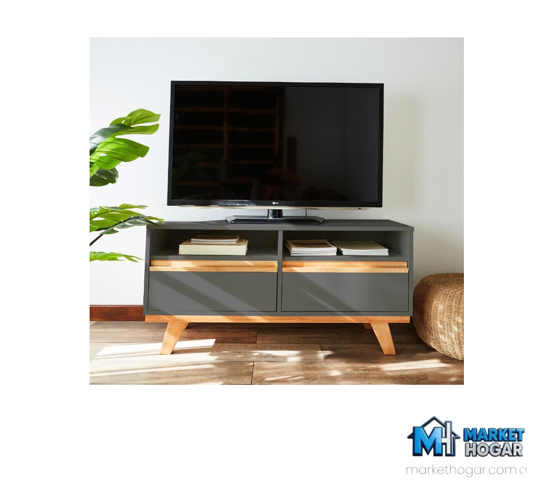Mueble TV Kali con Puertas 1500mm MELANINA Gris - Image 2