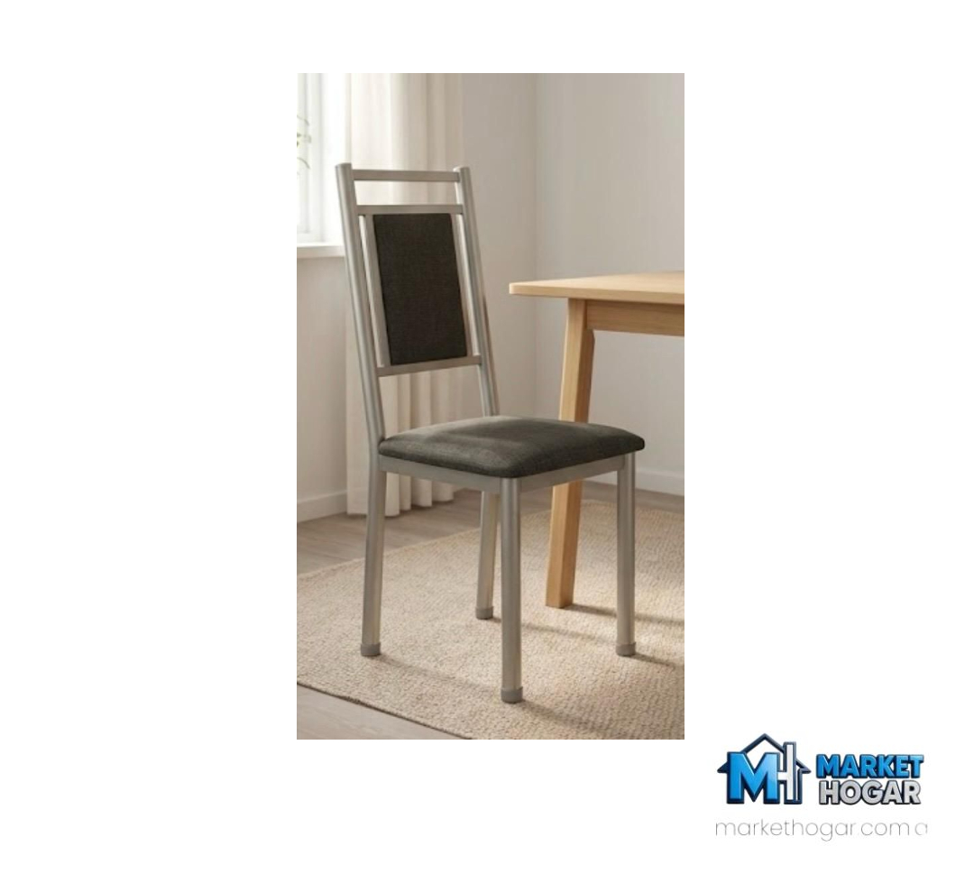 Silla con Caño Tapizada Negra - Image 2