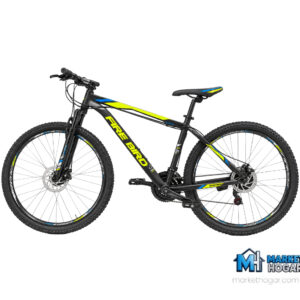 Bicicleta Rodado 29 + 21 Velocidades Negra con Amarillo + Detalles en Azul y Gris