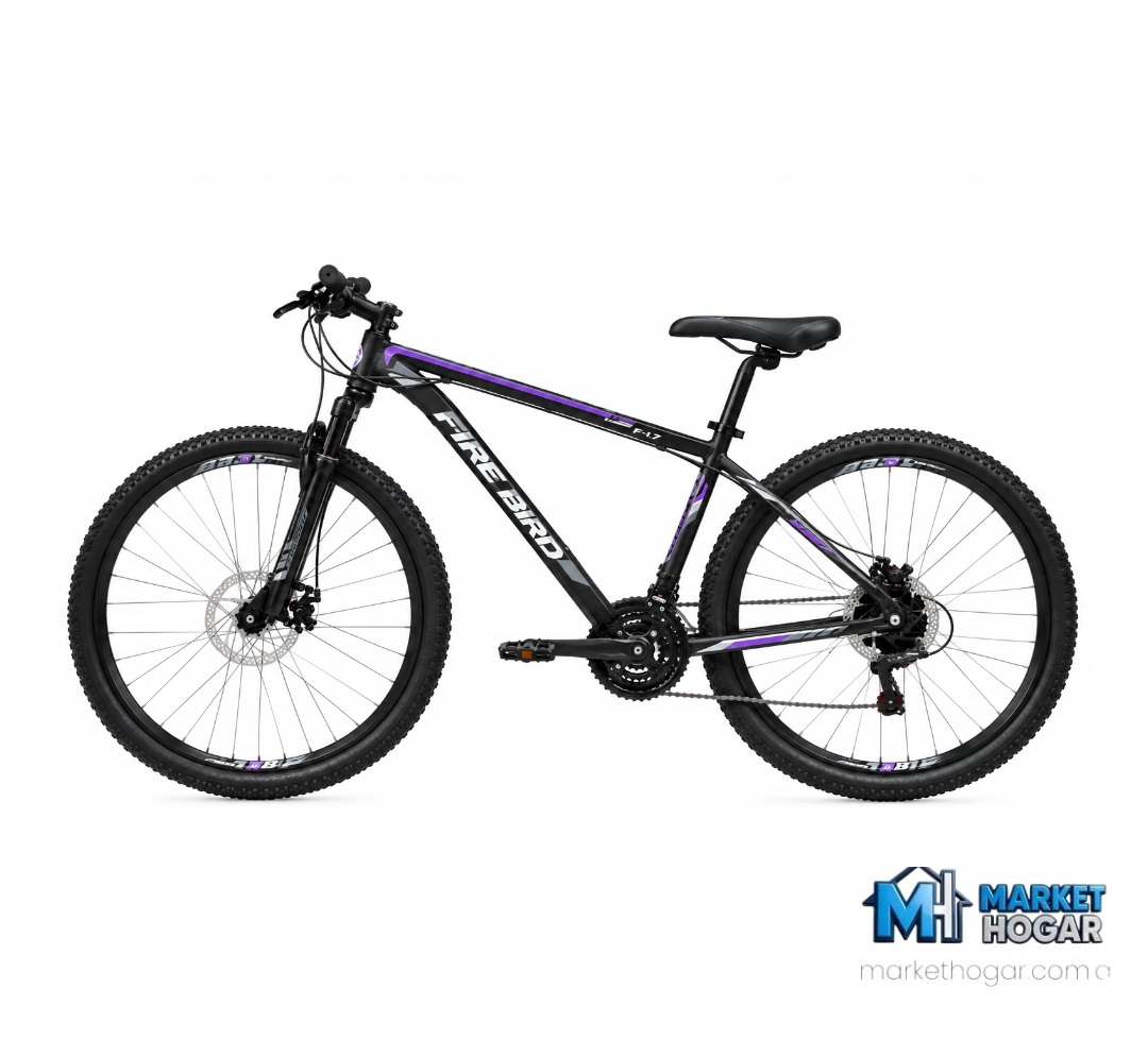 Bicicleta Rodado 29 + 21 Velocidades Negra con Violeta + Detalle en Blanco