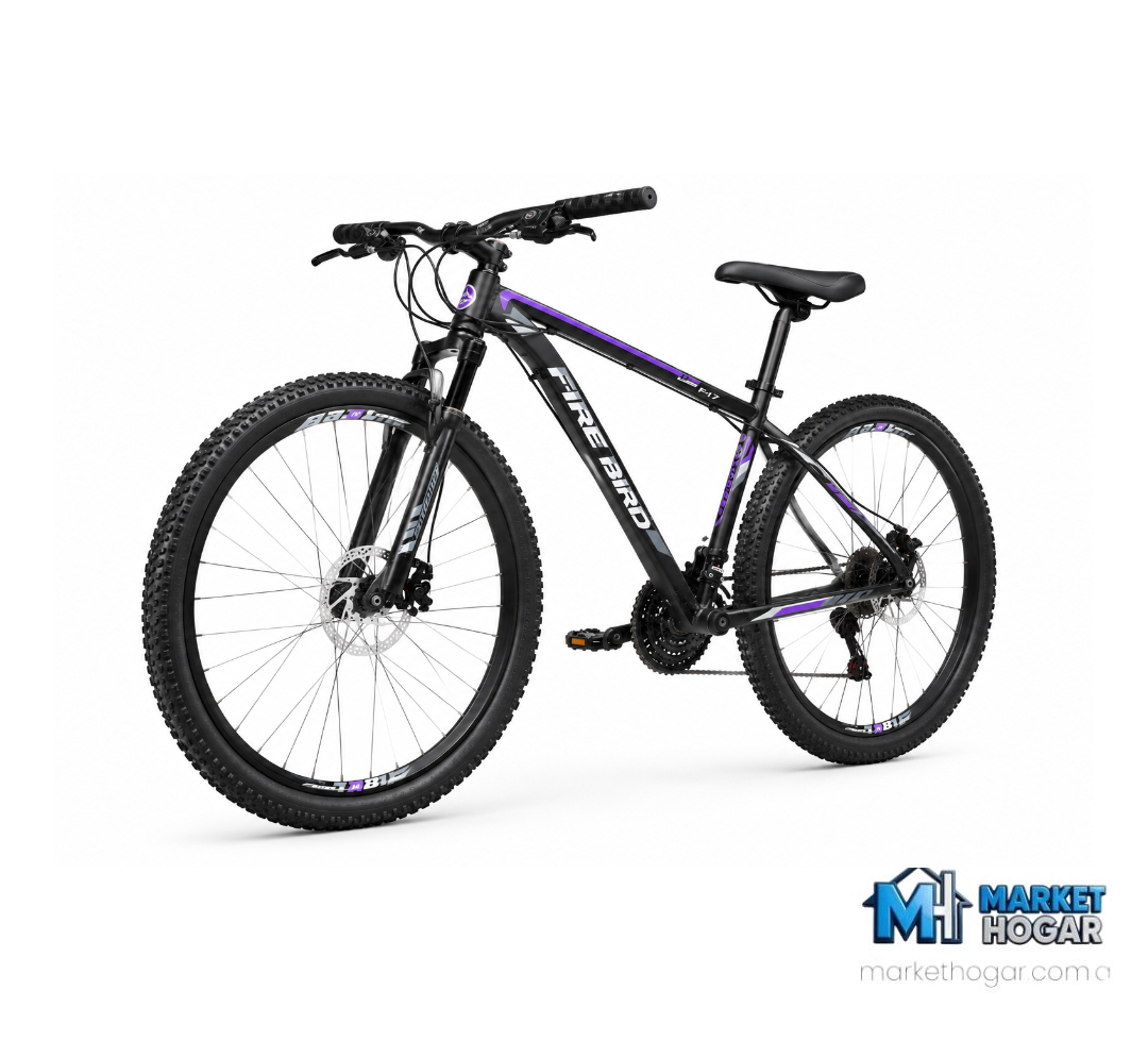 Bicicleta Rodado 29 + 21 Velocidades Negra con Violeta + Detalle en Blanco - Image 2