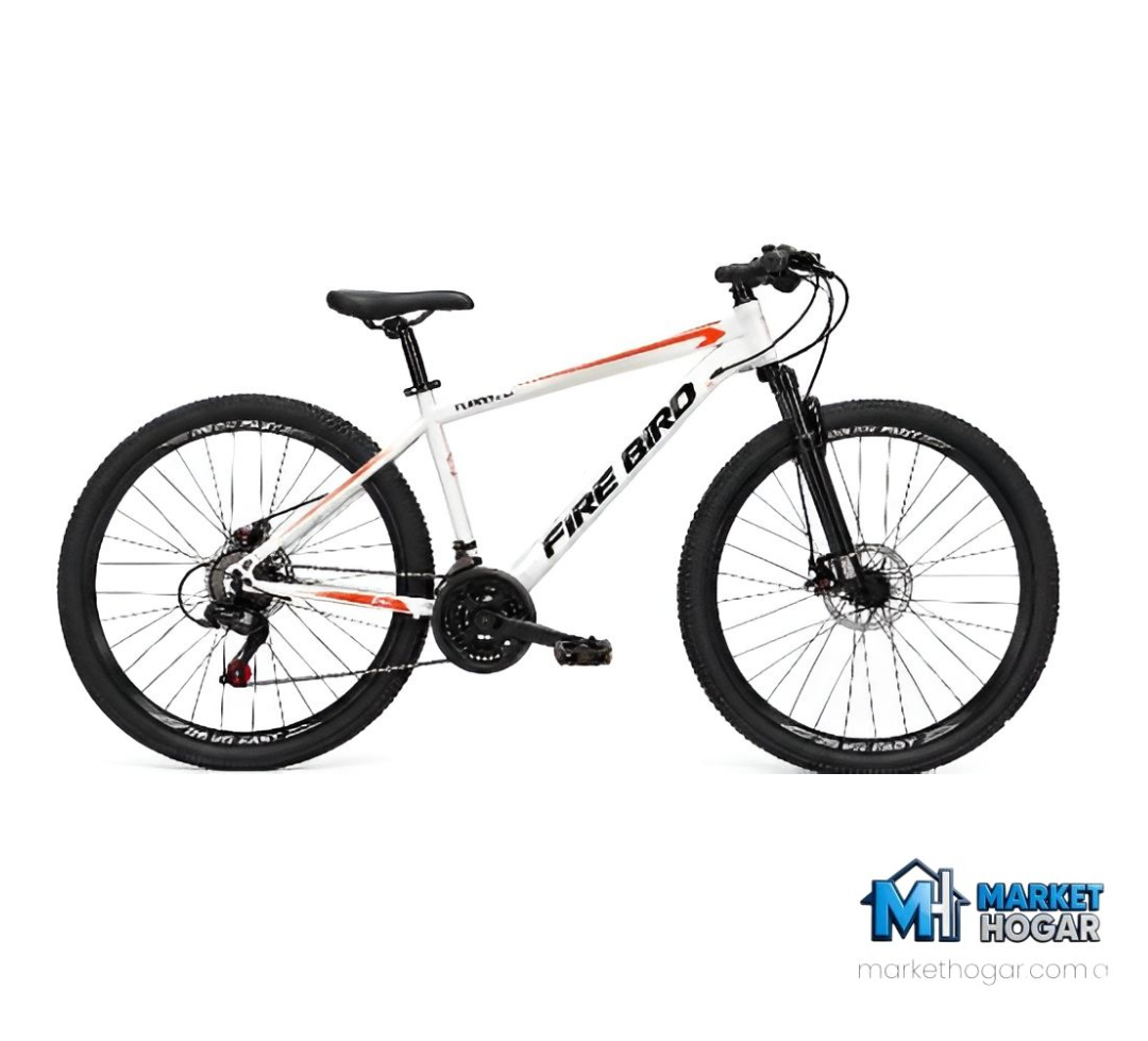 Bicicleta Rodado 29 + 21 Velocidades Blanca con Naranja Fluor 18''