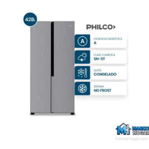 Heladera Philco 428 Lts Side By Side Inverter Inox Silver
