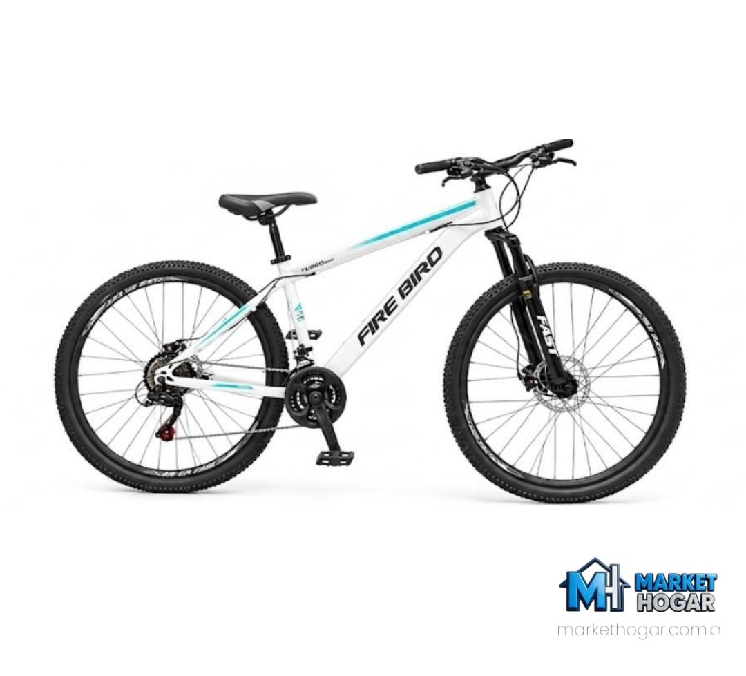 Bicicleta Rodado 29 + 21 Velocidades Blanca con Turquesa