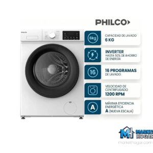 Lavarropas Philco 6 Kg Carga Frontal Inverter Blanco